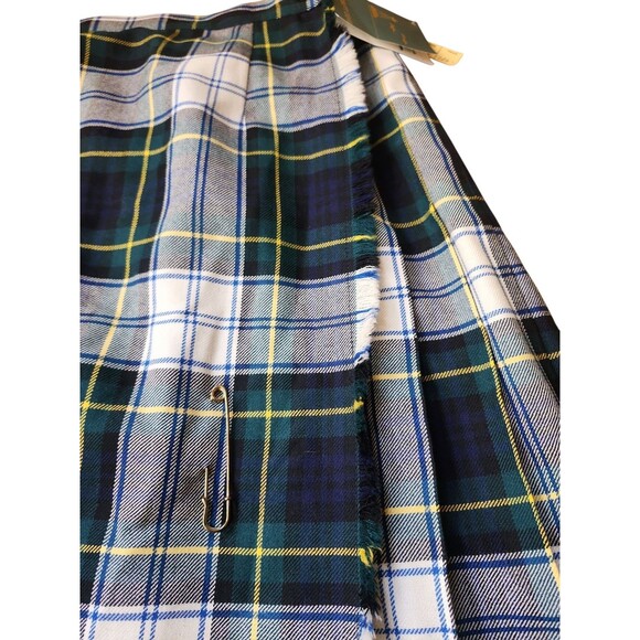 Quissett Cove Tartan Pleated Midi Kilt Mens 16 Wool Green Cosplay Plaid Wrap - Picture 4 of 6